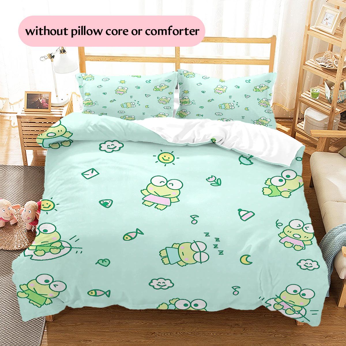 Kerokerokeroppi Pattern Bedding Quilt Set Home Decoration Gift (1 * duvet cover + 2 * pillowcase without core) 140x200cm
Kerokerokeroppi Pattern Bedding Quilt Set Home Decoration Gift (1 * duvet cover + 2 * pillowcase without core) 140x200cm
