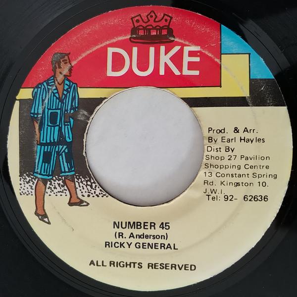 7inch Record RICKY GENERAL Number 45 NONE Duke Records Jamaica Reggae Ska Dub Used
7inch Record RICKY GENERAL Number 45 NONE Duke Records Jamaica Reggae Ska Dub Used