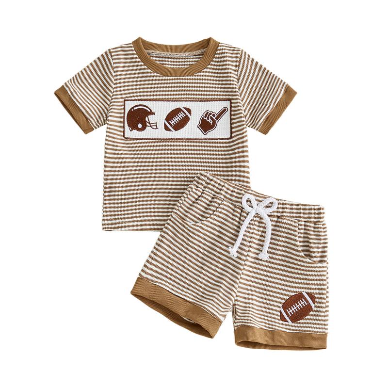 2Pcs Toddler Baby Boys Summer Outfits Short Sleeve Striped Baseball/Golf/Rugby Embroidery Tops and Elastic Waist Shorts Sets 110 коричневый
2Pcs Toddler Baby Boys Summer Outfits Short Sleeve Striped Baseball/Golf/Rugby Embroidery Tops and Elastic Waist Shorts Sets 110 коричневый
