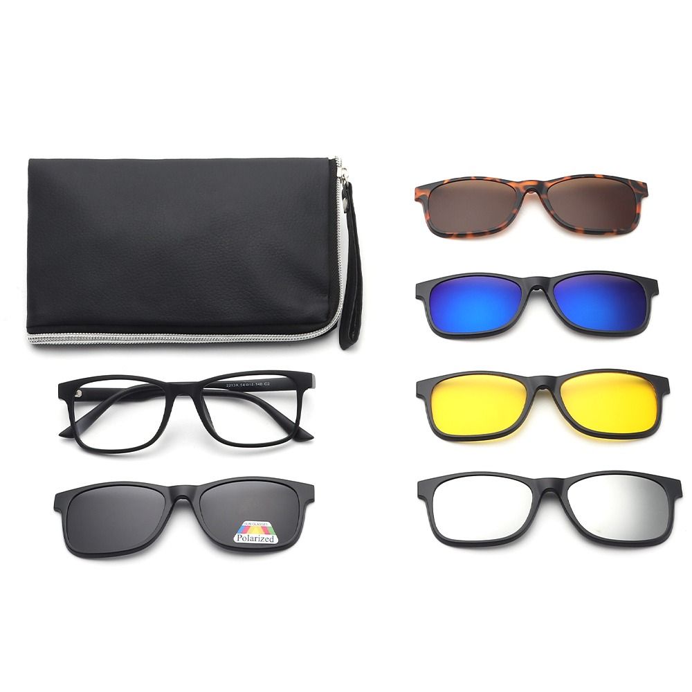 UV400 Protection Magnetic Clip On Sunglasses Cycling/Driving Black Glasses Frame with Sunglasses Clip Sunglasses Set with Pouch
UV400 Protection Magnetic Clip On Sunglasses Cycling/Driving Black Glasses Frame with Sunglasses Clip Sunglasses Set with Pouch