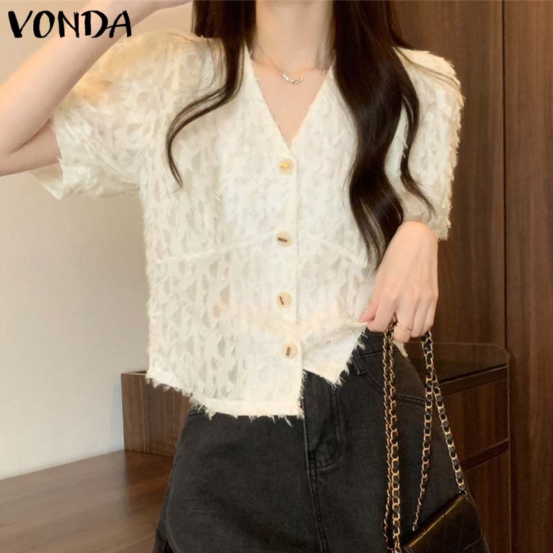 VONDA повседневные свободные рубашки для женщин с коротким рукавом и V-образным вырезом
VONDA повседневные свободные рубашки для женщин с коротким рукавом и V-образным вырезом
