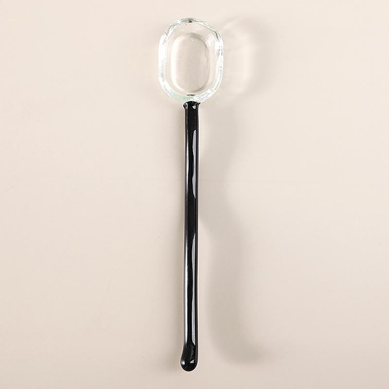 1 шт. креативные стеклянные молочные ложки, цветные прозрачные кофейные десертные ложки для размешивания, длинная ручка, кухонная посуда чёрный