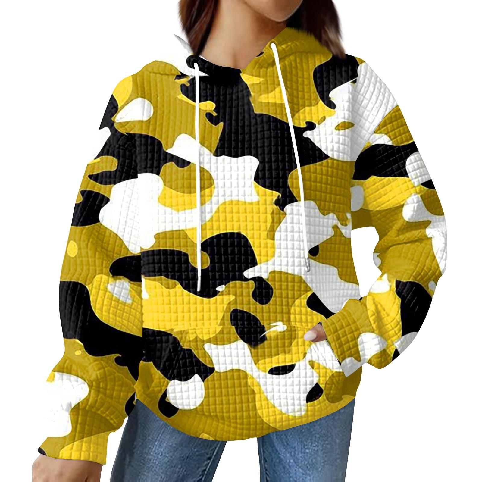 Модний жіночий пуловер вільного крою з капюшоном, спортивний одяг з довгими рукавами, камуфляжний топ з принтом, щоденна толстовка XL жовтий
Модний жіночий пуловер вільного крою з капюшоном, спортивний одяг з довгими рукавами, камуфляжний топ з принтом, щоденна толстовка XL жовтий