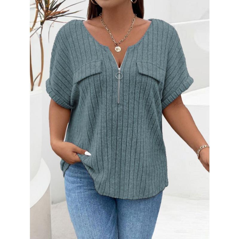 Spring and Summer Large Size Zipper Short Sleeve Women T-shirt Loose Fashion New Solid Color Tops Casual Simple Elegant Blouse Office Women s Clothing 5XL світло-синій колір
Spring and Summer Large Size Zipper Short Sleeve Women T-shirt Loose Fashion New Solid Color Tops Casual Simple Elegant Blouse Office Women s Clothing 5XL світло-синій колір