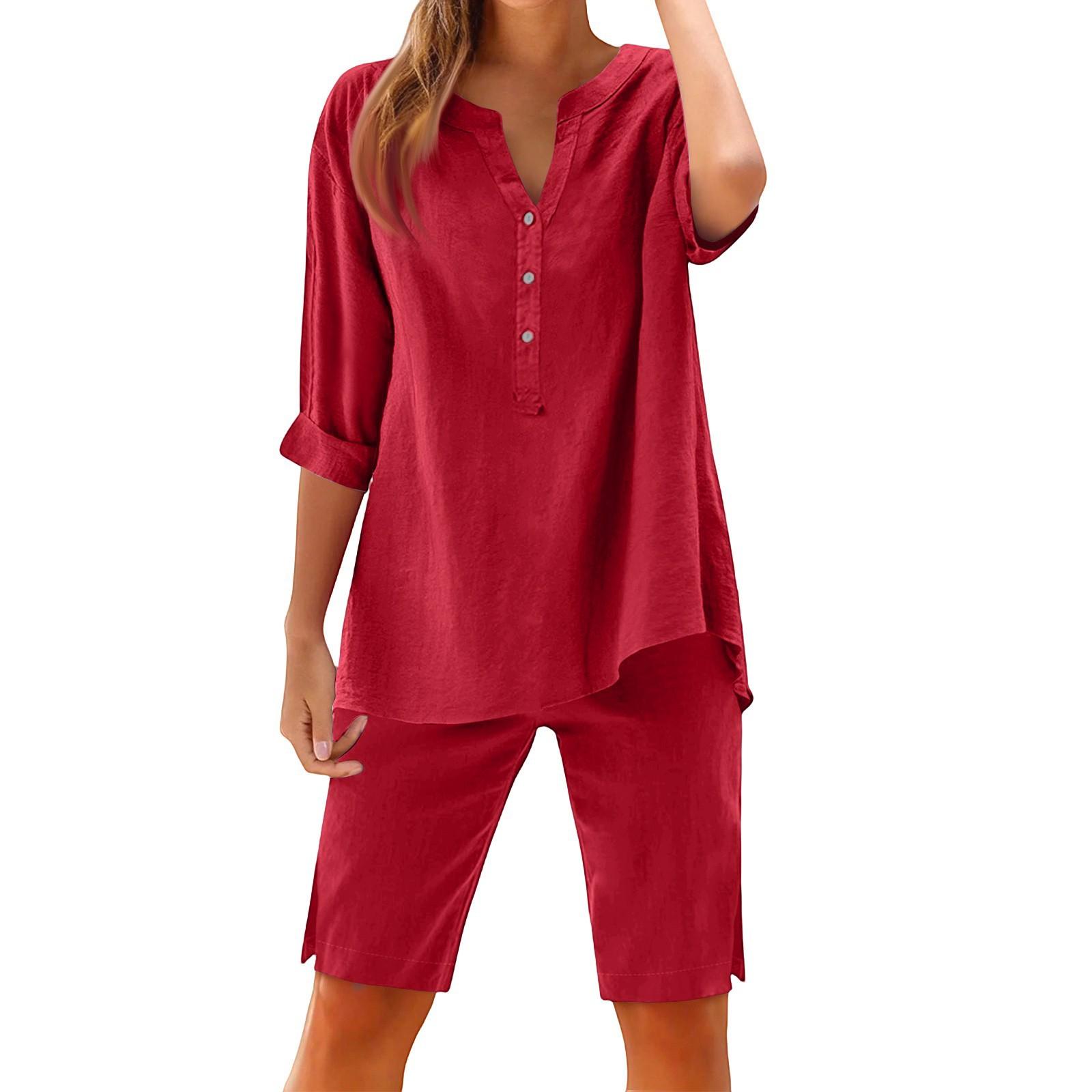 Women s Loose Fashion Color Cotton Linen Long Sleeve Button Up Top Shorts Set XL красный
Women s Loose Fashion Color Cotton Linen Long Sleeve Button Up Top Shorts Set XL красный