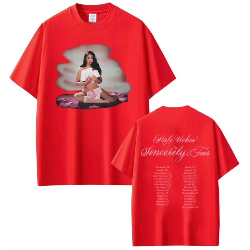 KALI UCHIS Sincerely Tour T-shirt Men Women Clothing Cotton T-shirs Loose Tshirts Aesthetic Trendy T Shirts Streetwear Tops 3XL
KALI UCHIS Sincerely Tour T-shirt Men Women Clothing Cotton T-shirs Loose Tshirts Aesthetic Trendy T Shirts Streetwear Tops 3XL