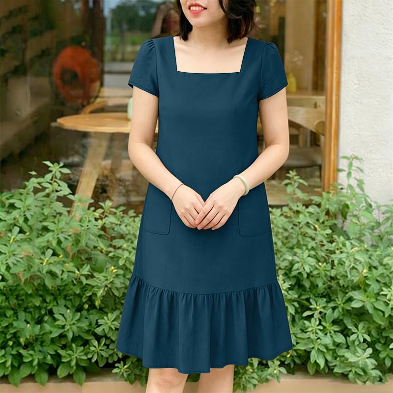 ZANZEA Women Casual Square Collar Short Sleeve Loose Ruffles Hem Summer Dress 5XL синій
ZANZEA Women Casual Square Collar Short Sleeve Loose Ruffles Hem Summer Dress 5XL синій