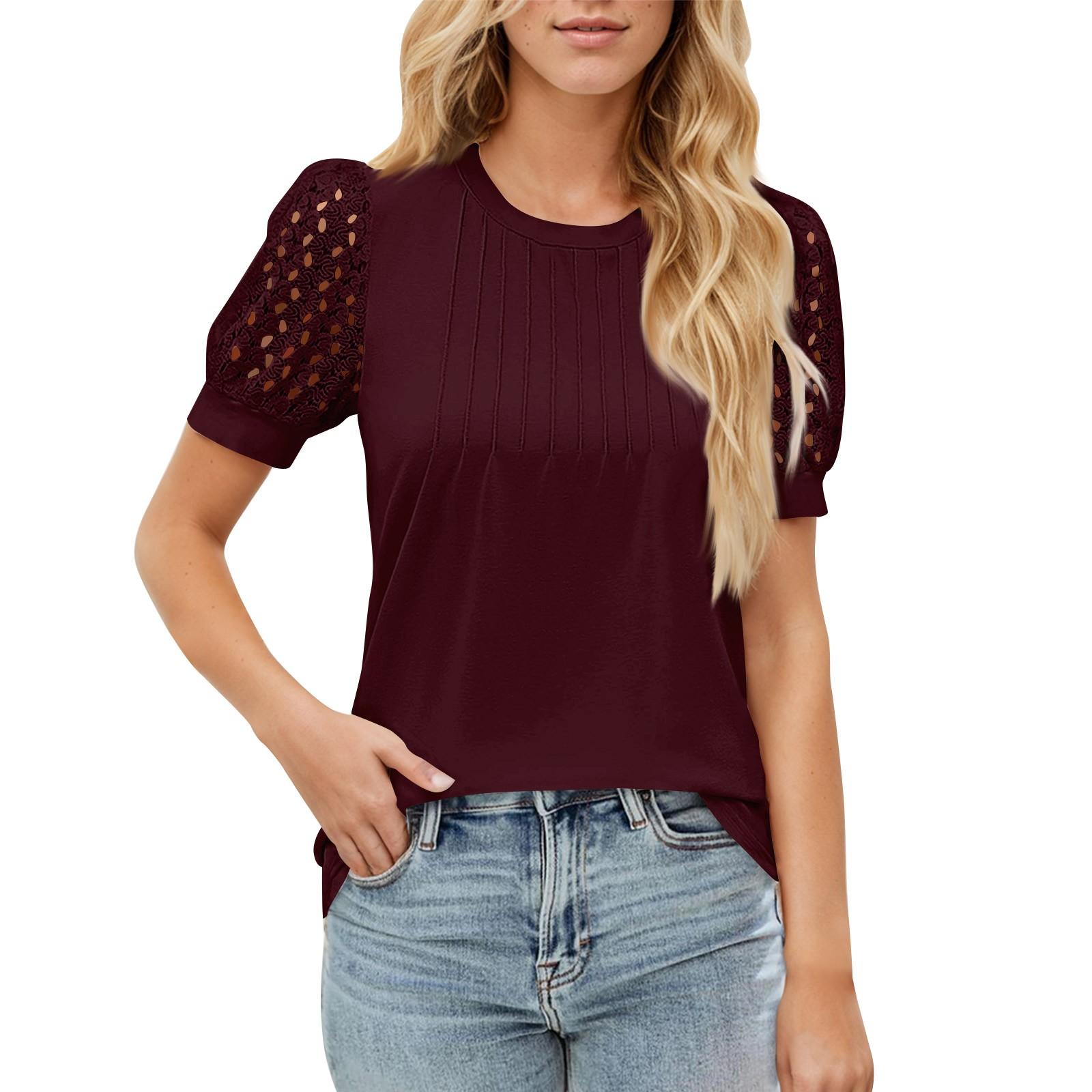 Женский повседневный топ с круглым вырезом и коротким рукавом, с плиссировкой и расклешенными рукавами, с цветочным принтом XXL винный
Женский повседневный топ с круглым вырезом и коротким рукавом, с плиссировкой и расклешенными рукавами, с цветочным принтом XXL винный