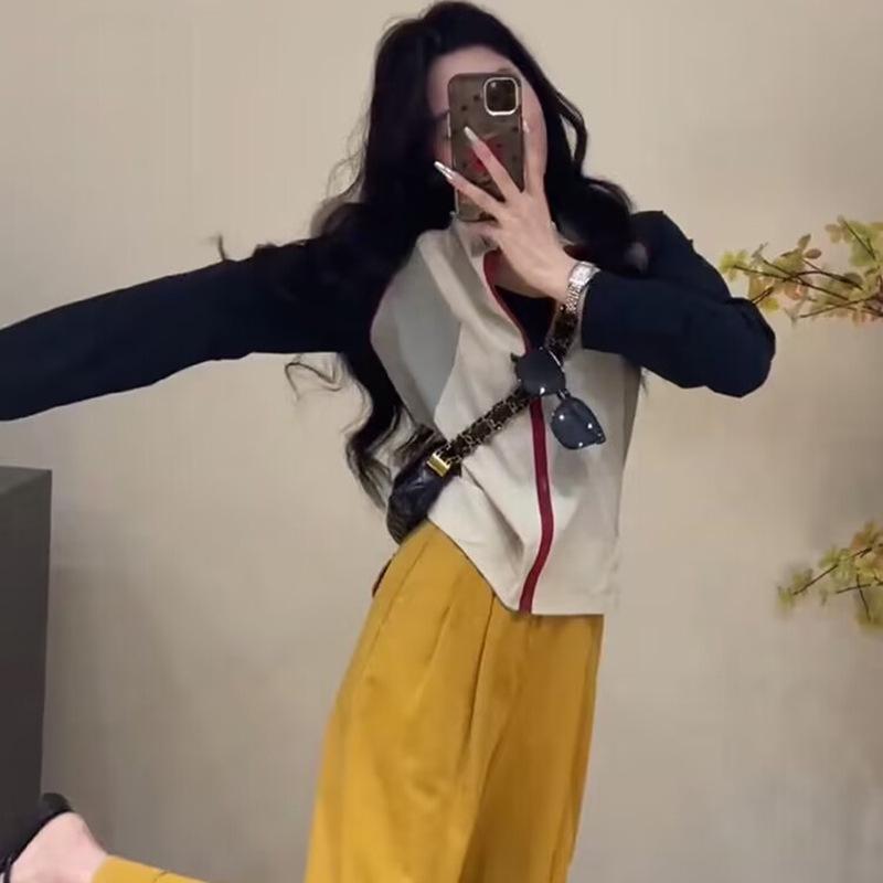 Женская повседневная ветровка с капюшоном в стиле колор-блок 2025 - Стильная куртка с длинным рукавом для весны и осени Extra Large разноцветный