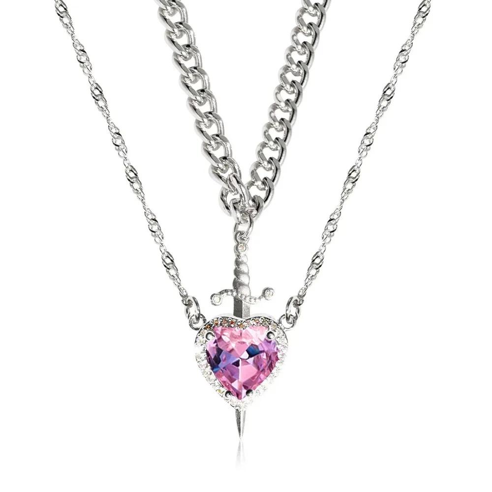 Couple Necklace Heart and Sword Pendant Necklace for Women Gothic Punk Romantic Valentine Day Jewelry Gifts Accessories срібні рожевого кольору
Couple Necklace Heart and Sword Pendant Necklace for Women Gothic Punk Romantic Valentine Day Jewelry Gifts Accessories срібні рожевого кольору