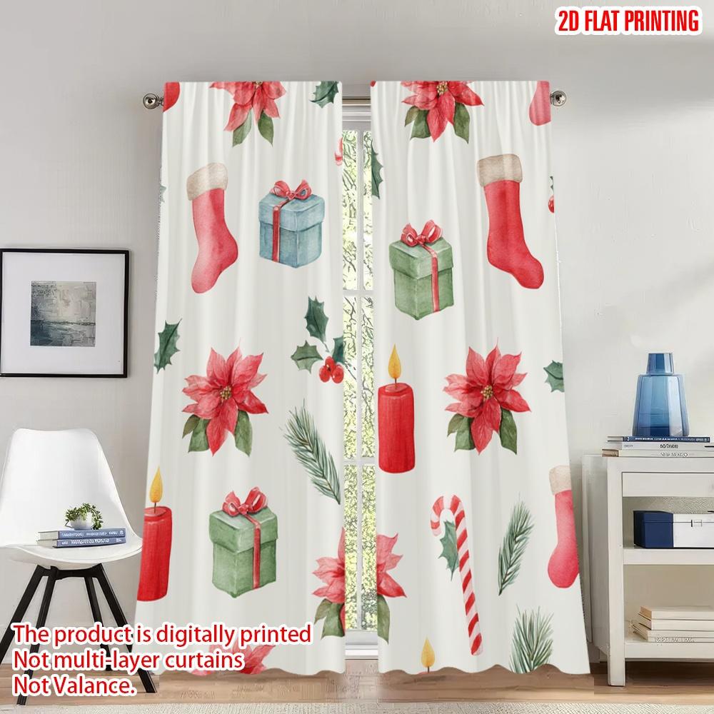 Elegant Set Of 2 Flat Printing Christmas Hot Curtains Poinsettia Holly Candle Digital Printed Polyester Drapes Family Party Curtain W100*H70(CM)-Rod Pocket&1PCS
Elegant Set Of 2 Flat Printing Christmas Hot Curtains Poinsettia Holly Candle Digital Printed Polyester Drapes Family Party Curtain W100*H70(CM)-Rod Pocket&1PCS