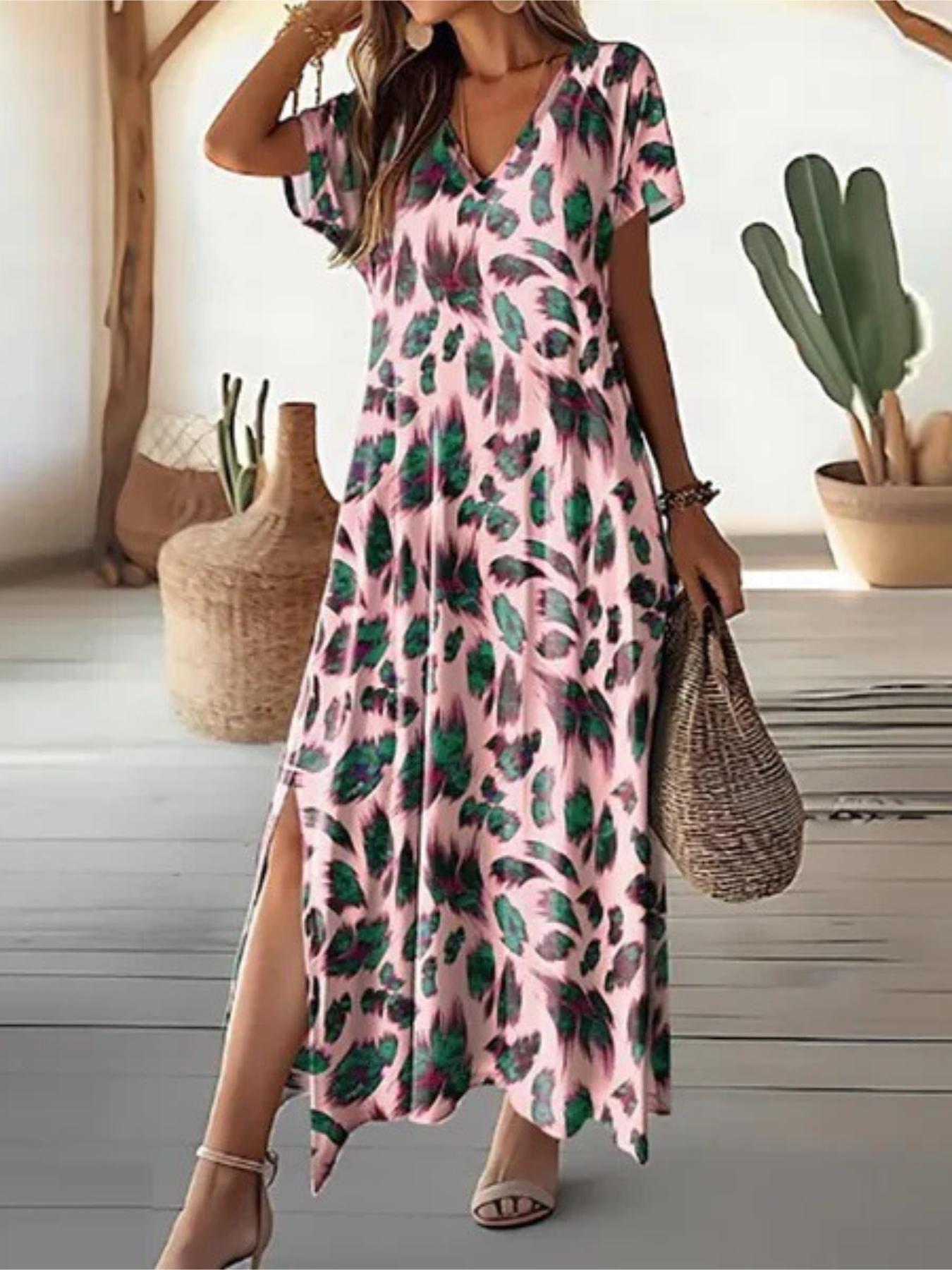 Сукня з V-подібним вирізом і принтом до коліна, вільні сукні з короткими рукавами, вечірні клубні вечірні сукні F 5XL рожевий
Сукня з V-подібним вирізом і принтом до коліна, вільні сукні з короткими рукавами, вечірні клубні вечірні сукні F 5XL рожевий