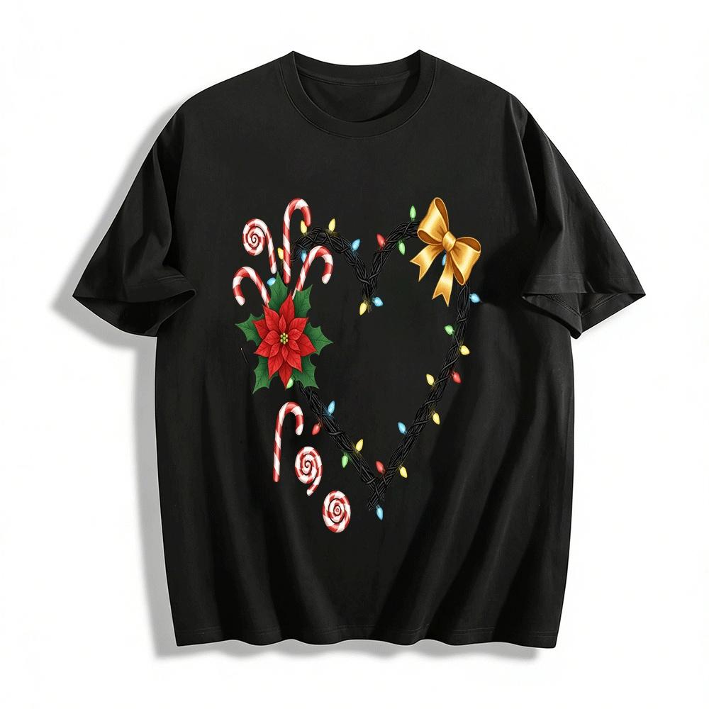Christmas Heart Light String Candy Cane Print Casual Top Pure cotton T-shirt XXS
Christmas Heart Light String Candy Cane Print Casual Top Pure cotton T-shirt XXS