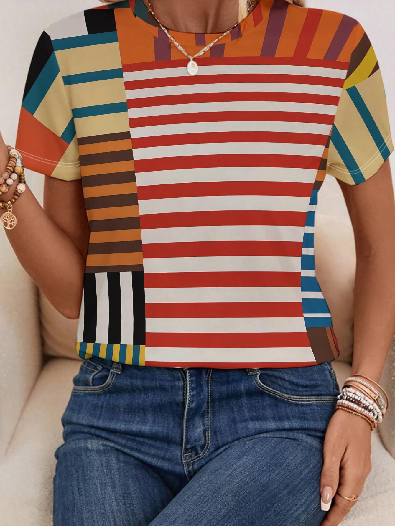 Women S Short Sleeve T-Shirt. Featuring Colorful Geometric Stripe Patterns. Vibrant And Fashionable Style XL дубильна кора
Women S Short Sleeve T-Shirt. Featuring Colorful Geometric Stripe Patterns. Vibrant And Fashionable Style XL дубильна кора