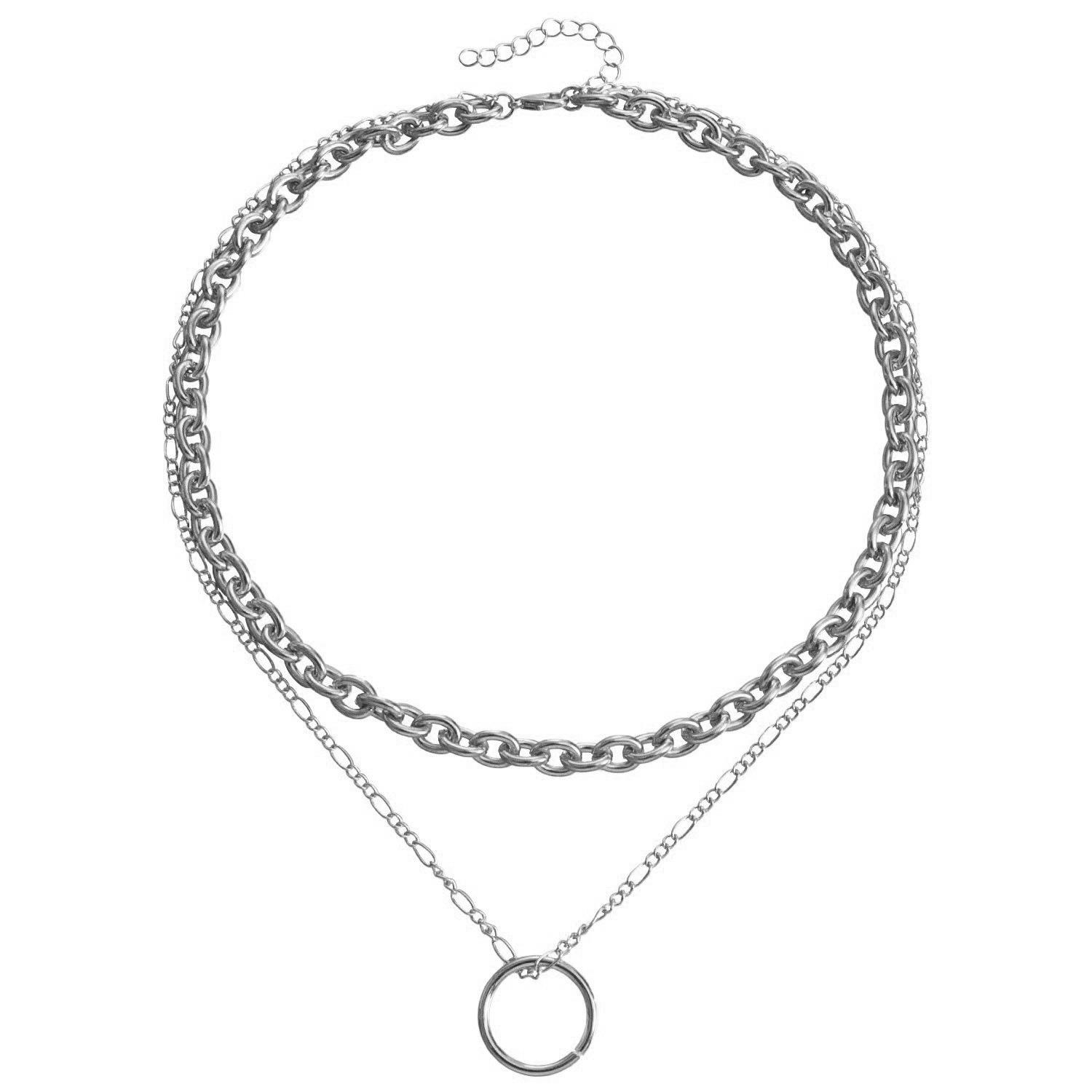 European and American geometric personality thickness double chain circle pendant necklace female hip hop trend metal collar
European and American geometric personality thickness double chain circle pendant necklace female hip hop trend metal collar