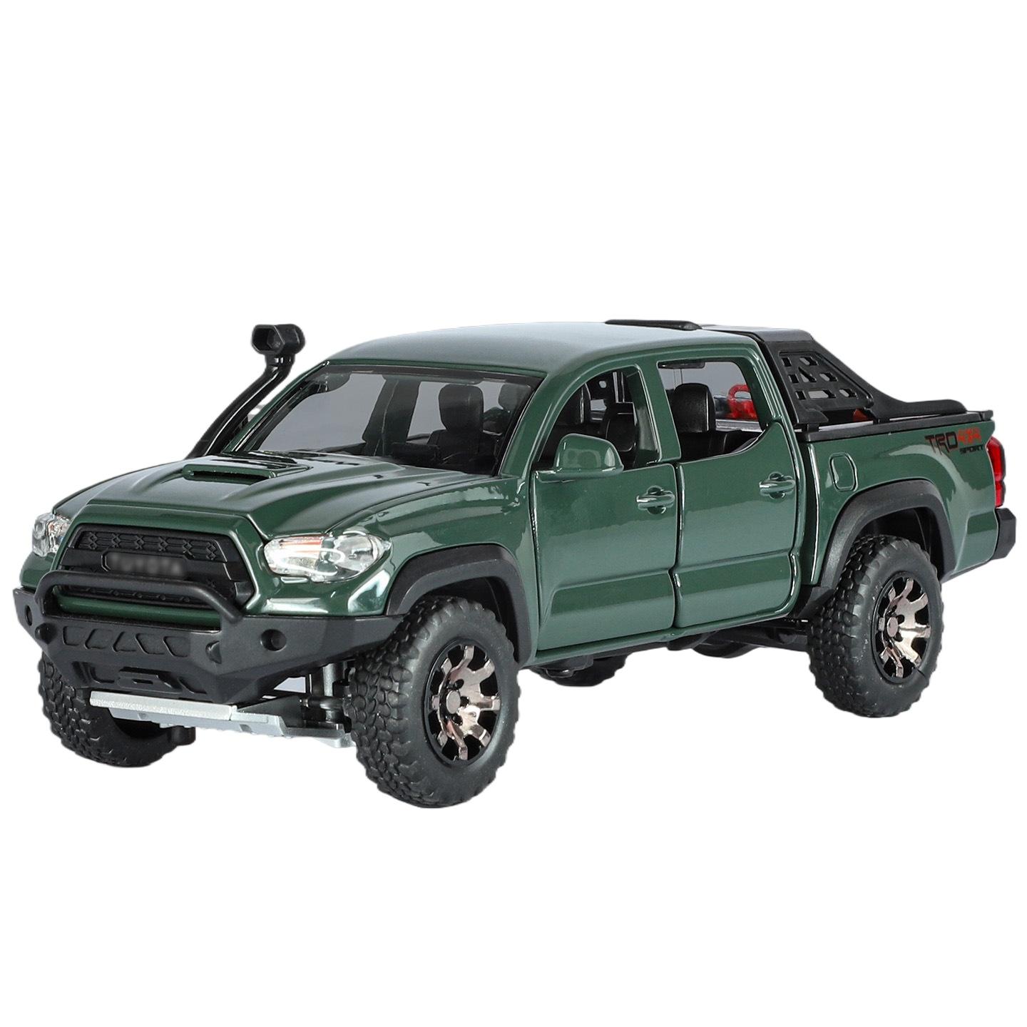 1/32 Модель внедорожника Toyota Tacoma из сплава, симуляция звука и света, детская игрушечная машинка, съемные аксессуары для мальчиков, подарок зелёный
1/32 Модель внедорожника Toyota Tacoma из сплава, симуляция звука и света, детская игрушечная машинка, съемные аксессуары для мальчиков, подарок зелёный
