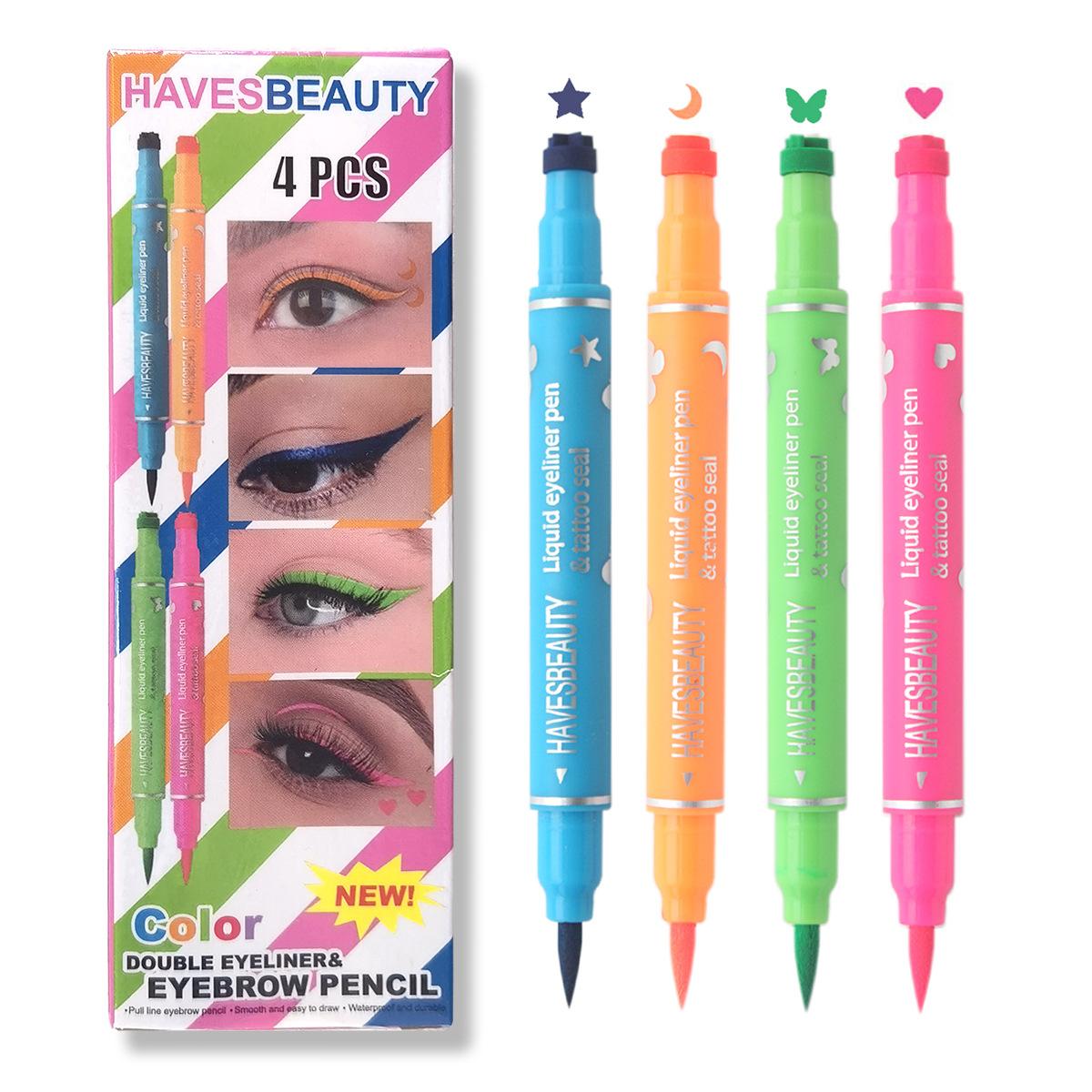 Double-head Liquid Stamp Eyeliner Set, 4 Styles/Colors Waterproof Slim Gel Felt Tip Liquid Eyeliner,Stars Hearts Moon Butterfly
Double-head Liquid Stamp Eyeliner Set, 4 Styles/Colors Waterproof Slim Gel Felt Tip Liquid Eyeliner,Stars Hearts Moon Butterfly