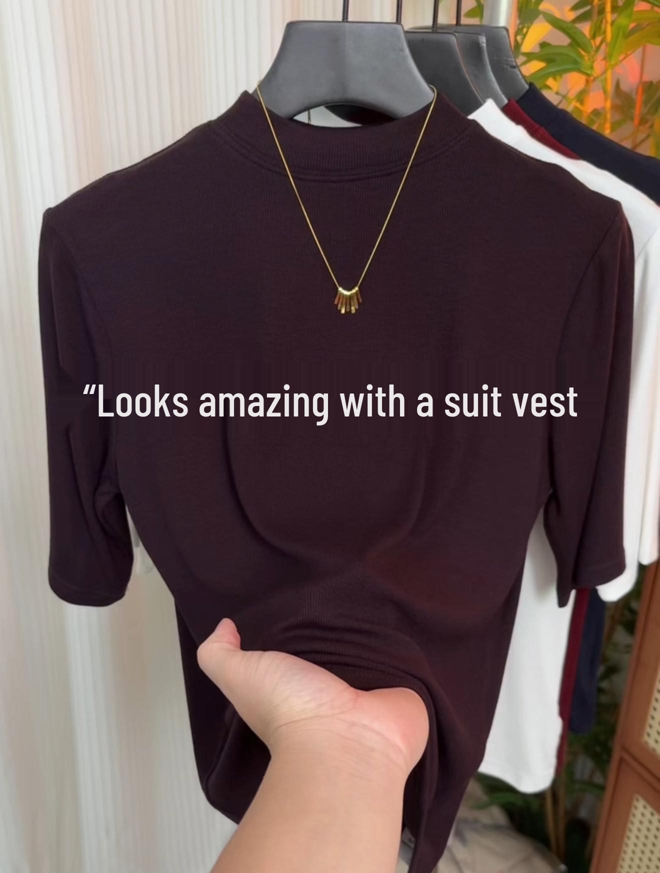 Purple Ribbed Stretch Half-Turtleneck Women s Spring Fashion Top with Slimming Five-Point Sleeves M (for 80-100 jin)
Purple Ribbed Stretch Half-Turtleneck Women s Spring Fashion Top with Slimming Five-Point Sleeves M (for 80-100 jin)