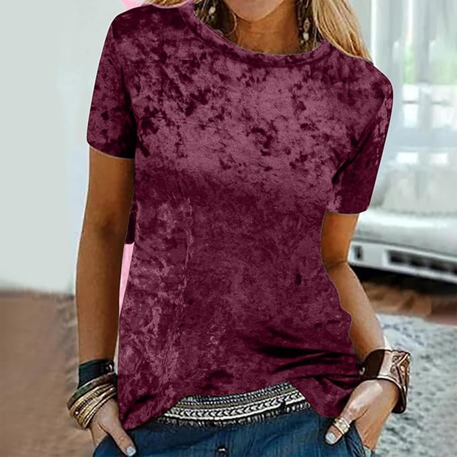 Women s Casual Fashion Round Neck Short Sleeve Crewneck T-Shirt Color Gold Velvet Top XXL винний
Women s Casual Fashion Round Neck Short Sleeve Crewneck T-Shirt Color Gold Velvet Top XXL винний