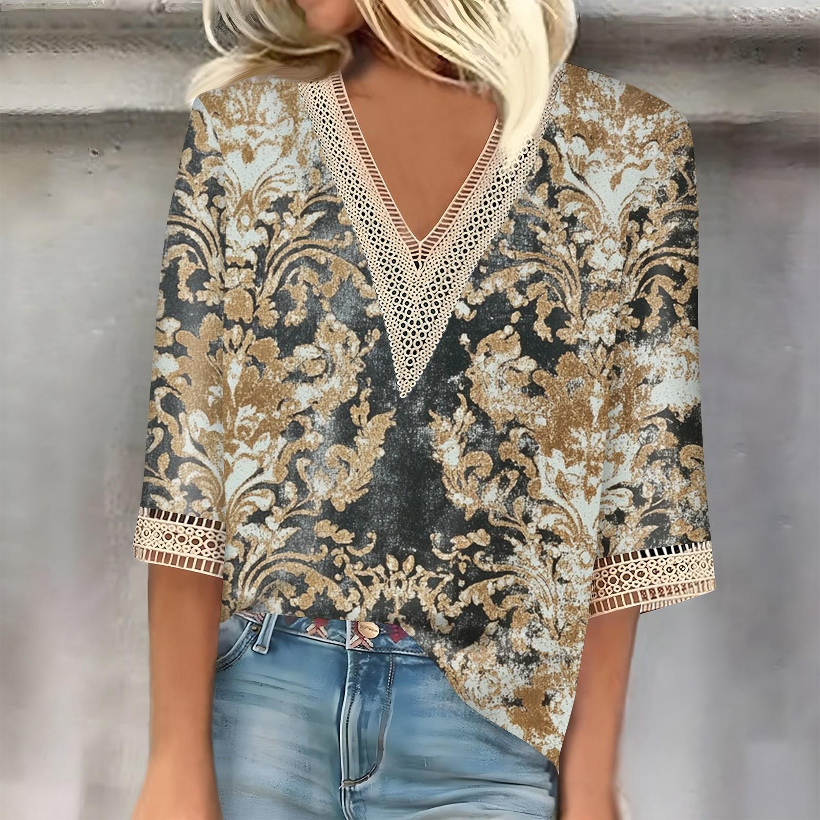 Women s Vintage Print Lace Top With Three-quarter Sleeves Top L хакі
Women s Vintage Print Lace Top With Three-quarter Sleeves Top L хакі