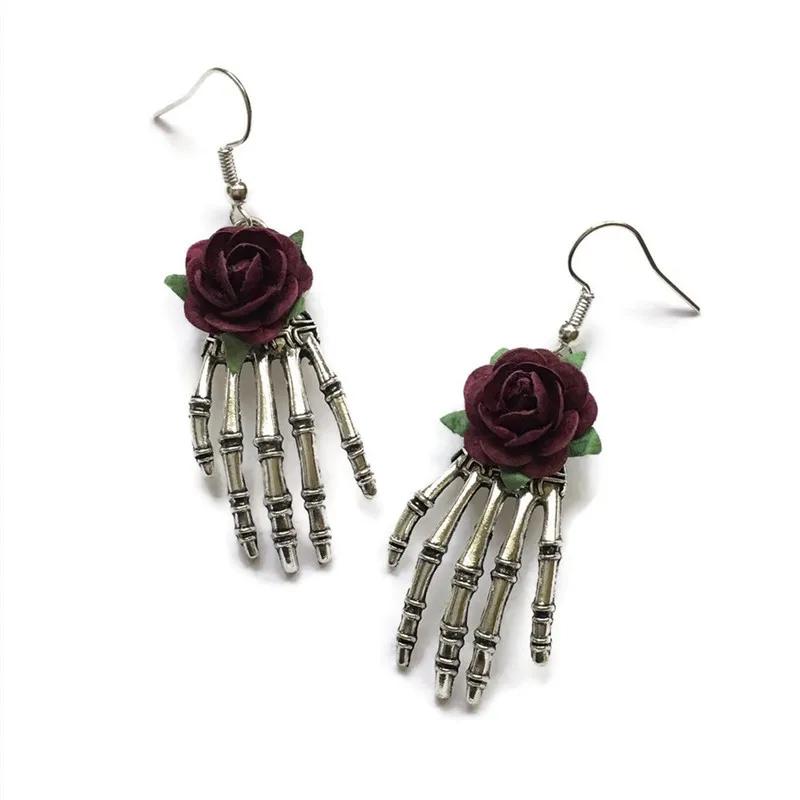 Personality Creative Red Artificial Rose Flower Sliver Color Hand Bones Dangle Earrings for Women Gothic Halloween Party Jewelry коричневий
Personality Creative Red Artificial Rose Flower Sliver Color Hand Bones Dangle Earrings for Women Gothic Halloween Party Jewelry коричневий