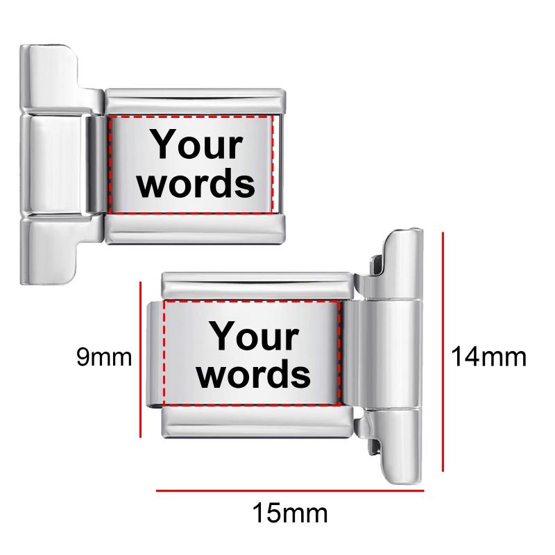 Laser Engraving Personalized Customized Watch Strap Connector Accessories Italian Charm Links DIY Making Stainless Steel Gifts
Laser Engraving Personalized Customized Watch Strap Connector Accessories Italian Charm Links DIY Making Stainless Steel Gifts