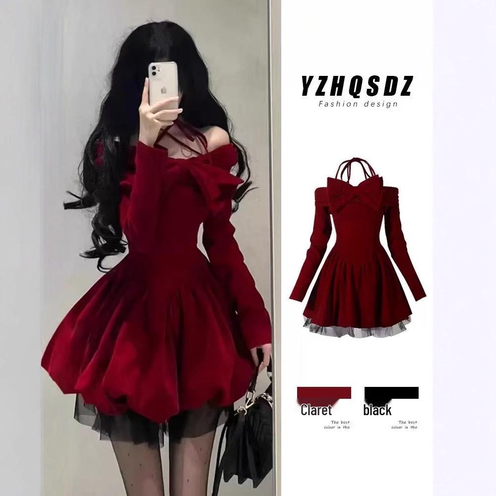 Slightly Tipsy Velvet Neck-Drape Dress: Red Autumn/Winter Festive Elegance for Women 2XL
Slightly Tipsy Velvet Neck-Drape Dress: Red Autumn/Winter Festive Elegance for Women 2XL