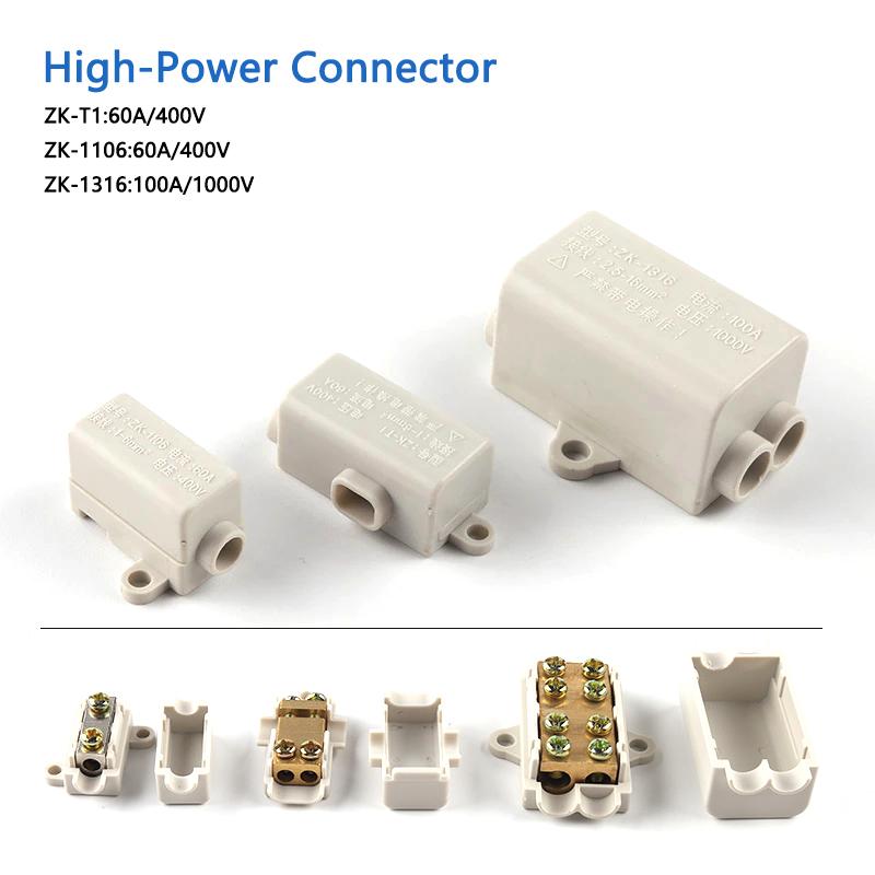 Quick Wire Connector T-Type High Power Terminal Block 60A/400V 1-6mm2 Electric Cable Splitter 100A/1000V 2.5-16mm2 Junction Box 5PCS
Quick Wire Connector T-Type High Power Terminal Block 60A/400V 1-6mm2 Electric Cable Splitter 100A/1000V 2.5-16mm2 Junction Box 5PCS
