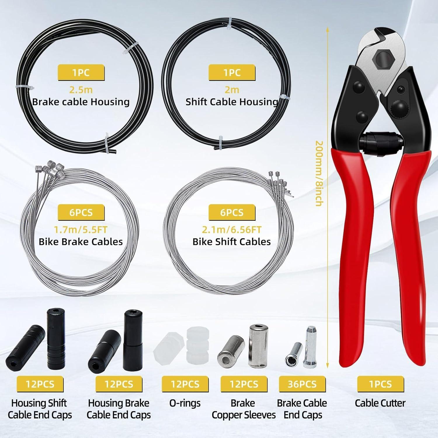 Bike Brake Cable Kit with Stainless Steel Bike Cable Cutter,Brake Cable and Bike Shifter Cable Housing Set with Bike Cable End Caps,Copper Sleeves L
Bike Brake Cable Kit with Stainless Steel Bike Cable Cutter,Brake Cable and Bike Shifter Cable Housing Set with Bike Cable End Caps,Copper Sleeves L