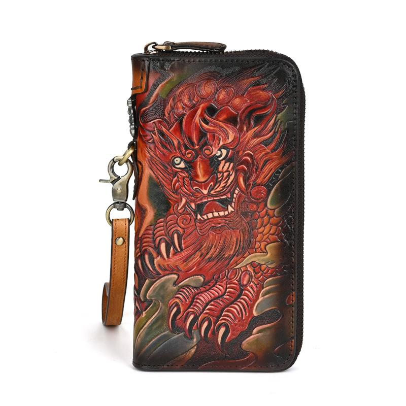 New genuine leather men s leather carving craftsmanship retro long wallet, top layer cowhide personalized hand-held bag, long wallet
New genuine leather men s leather carving craftsmanship retro long wallet, top layer cowhide personalized hand-held bag, long wallet