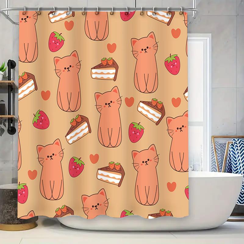 Cat Print Shower Curtain Waterproof Bath Decor Cute Design For Bathroom Decoration Pink Red Strawberry White Cake W60H190(CM)-1 Pcs
Cat Print Shower Curtain Waterproof Bath Decor Cute Design For Bathroom Decoration Pink Red Strawberry White Cake W60H190(CM)-1 Pcs