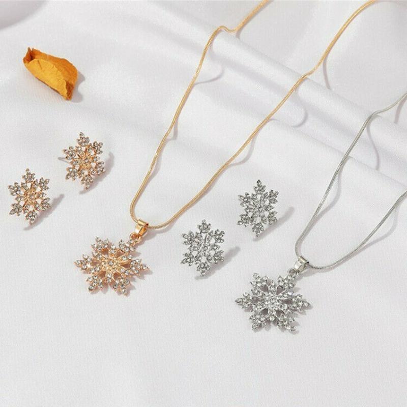 Snowflake Pendant Necklace Stud Earrings Set Neck Charm Betrothal Gift Women Fashion Jewellery 2PCS/SET срібний
Snowflake Pendant Necklace Stud Earrings Set Neck Charm Betrothal Gift Women Fashion Jewellery 2PCS/SET срібний