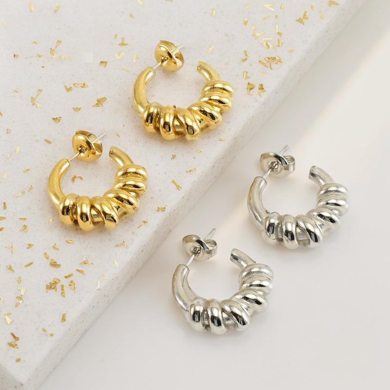 Stainless Steel Spiral Round Earrings for Women, 18K Gold-Tone Titanium Fashion Style
Stainless Steel Spiral Round Earrings for Women, 18K Gold-Tone Titanium Fashion Style