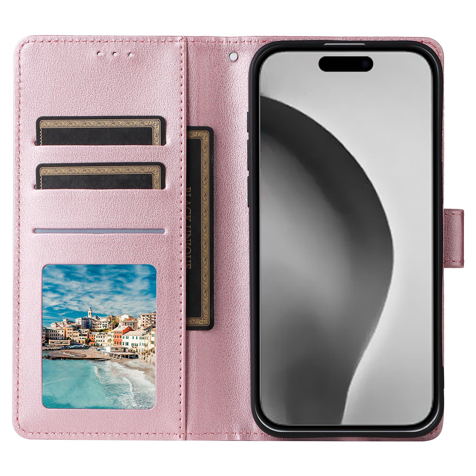 For iPhone 16 Pro Max Wallet Case 3 Card Slots Slim-Fit PU Leather Stand Phone Cover Rose Gold 
For iPhone 16 Pro Max Wallet Case 3 Card Slots Slim-Fit PU Leather Stand Phone Cover Rose Gold