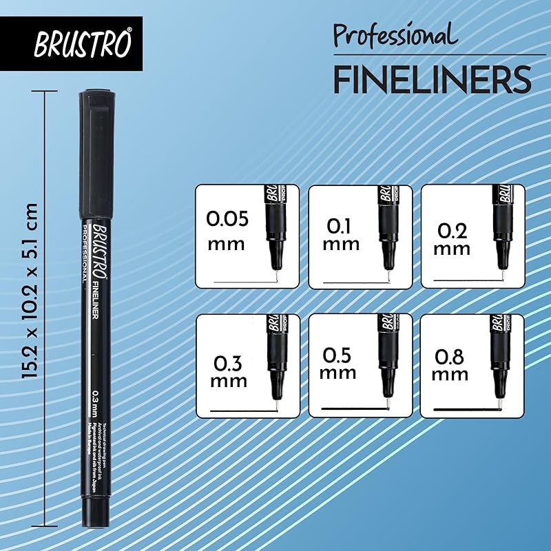 BRUSTRO Professional Pigment Based Fineliner Pen | Black | Set of 6 - Tip Sizes - 0.05mm, 0.1mm, 0.2mm, 0.3mm, 0.5mm, 0. 1 Count (Pack of 1) чёрный
BRUSTRO Professional Pigment Based Fineliner Pen | Black | Set of 6 - Tip Sizes - 0.05mm, 0.1mm, 0.2mm, 0.3mm, 0.5mm, 0. 1 Count (Pack of 1) чёрный