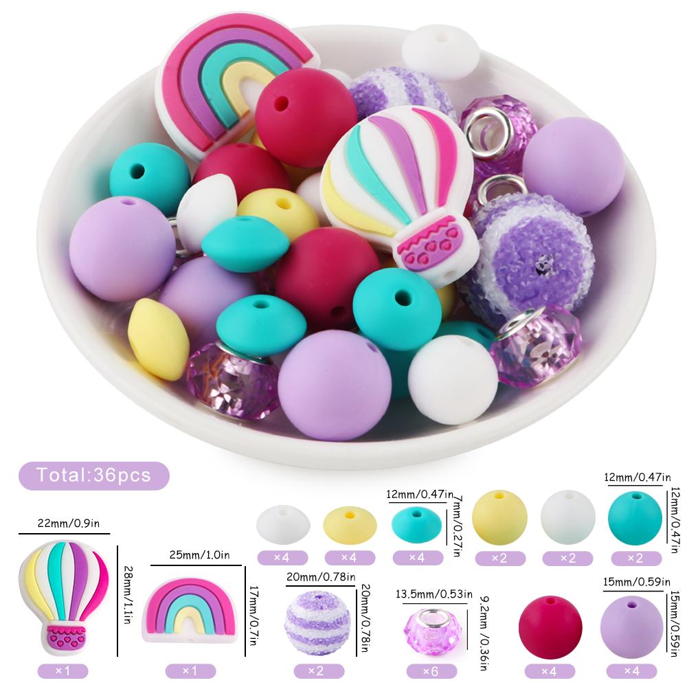 36Pcs/Set Rainbow Balloon Silicone Beads Sugar Sand Bead Sets For Jewelry Making DIY KeyChain Bracelet Necklace Accessories
36Pcs/Set Rainbow Balloon Silicone Beads Sugar Sand Bead Sets For Jewelry Making DIY KeyChain Bracelet Necklace Accessories