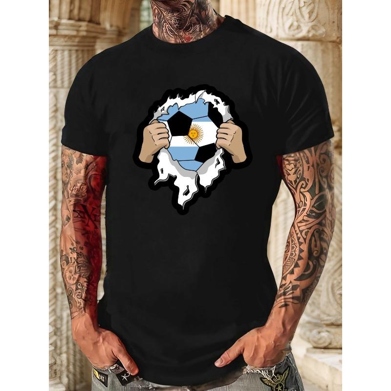 European Size Men S Argentina Flag Pattern T-Shirt - Football Sun Design, Everyday Streetwear T-Shirt 4XL чорний
European Size Men S Argentina Flag Pattern T-Shirt - Football Sun Design, Everyday Streetwear T-Shirt 4XL чорний