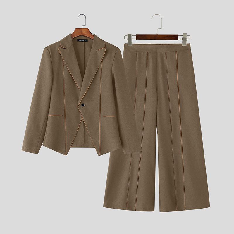 INCERUN Men Lapel Long Sleeve Stitching Thin Blazer Long Pants Two Piece Suit Casual Outfits Sets 4XL хаки
INCERUN Men Lapel Long Sleeve Stitching Thin Blazer Long Pants Two Piece Suit Casual Outfits Sets 4XL хаки