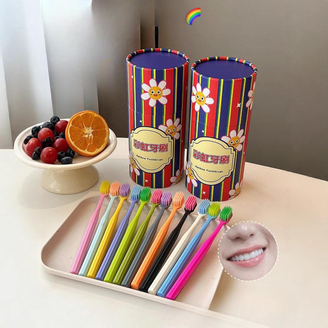 Rainbow Toothbrush 12-bucket Dopamine Household Adult Soft-bristled Cleaning Toothbrush Plastic round bucket
Rainbow Toothbrush 12-bucket Dopamine Household Adult Soft-bristled Cleaning Toothbrush Plastic round bucket