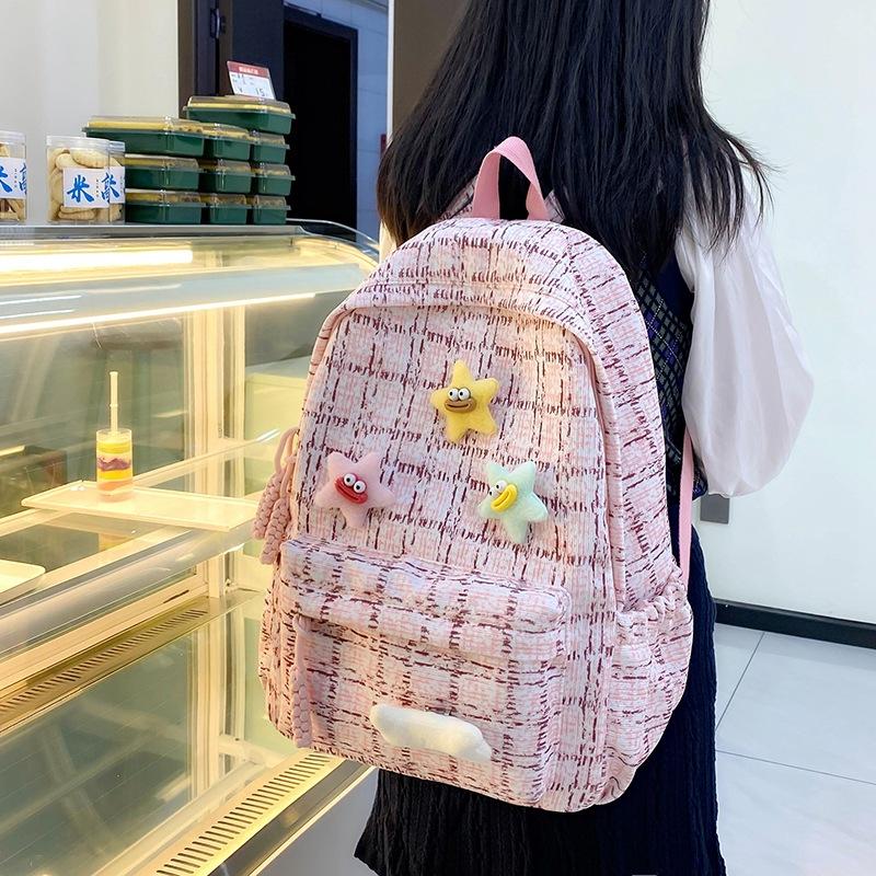 Literary and fresh plaid schoolbag, high school student campus backpack, versatile and large-capacity schoolbag for women Single package without pendant. синій
Literary and fresh plaid schoolbag, high school student campus backpack, versatile and large-capacity schoolbag for women Single package without pendant. синій