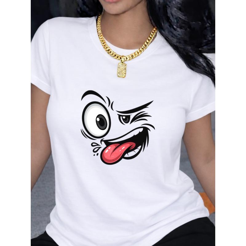 Women s Quirky Face Print Short-sleeved Top, Autumn Fashion Trend Retro Round Neck Cute T-shirt, Casual and Elegant Party Wear, S белый
Women s Quirky Face Print Short-sleeved Top, Autumn Fashion Trend Retro Round Neck Cute T-shirt, Casual and Elegant Party Wear, S белый