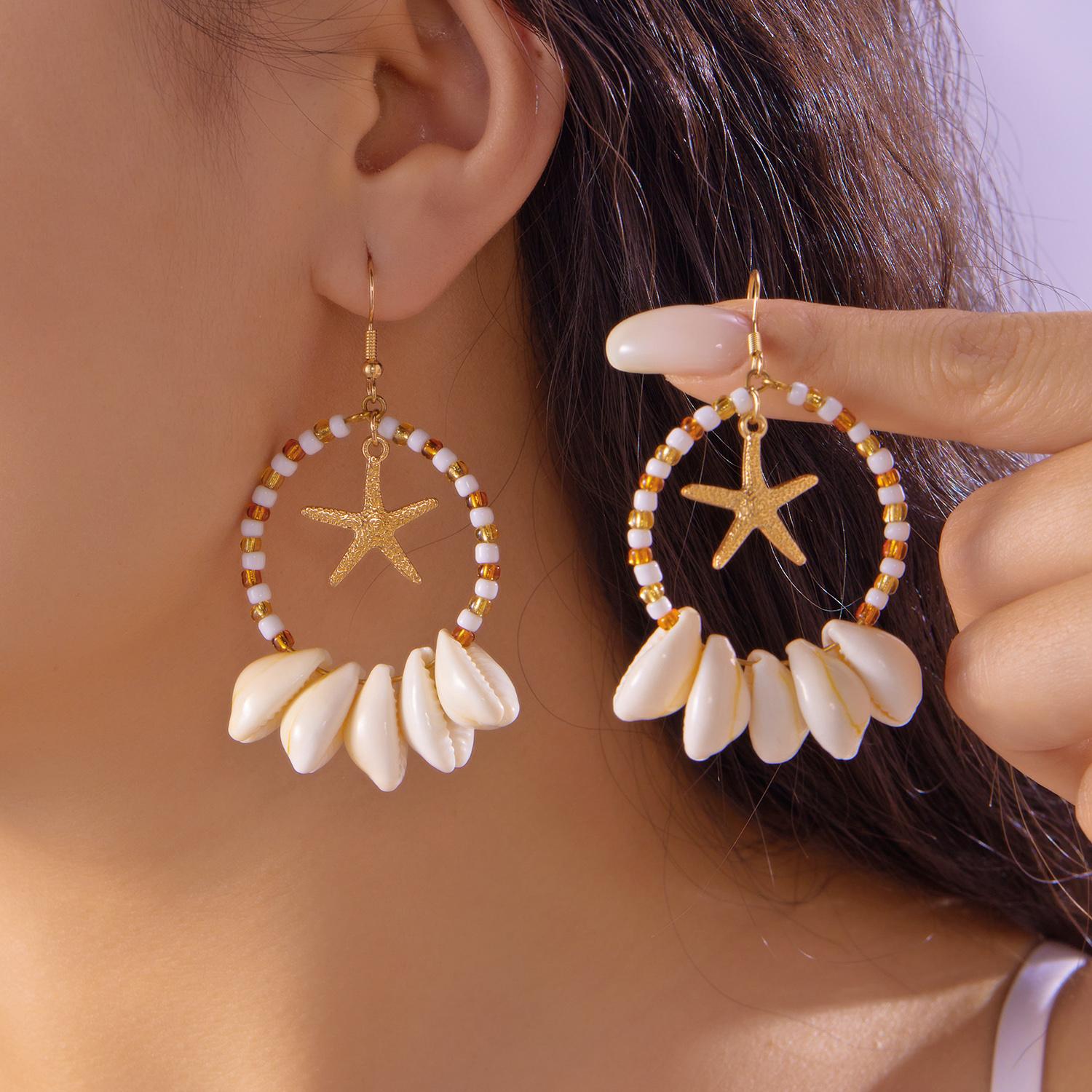 Boho Sea Shell Earrings For Women Gold Color Trendy Metal Starfish Round Dangle Earring Girls Beach Party Statement Zircon Gift
Boho Sea Shell Earrings For Women Gold Color Trendy Metal Starfish Round Dangle Earring Girls Beach Party Statement Zircon Gift