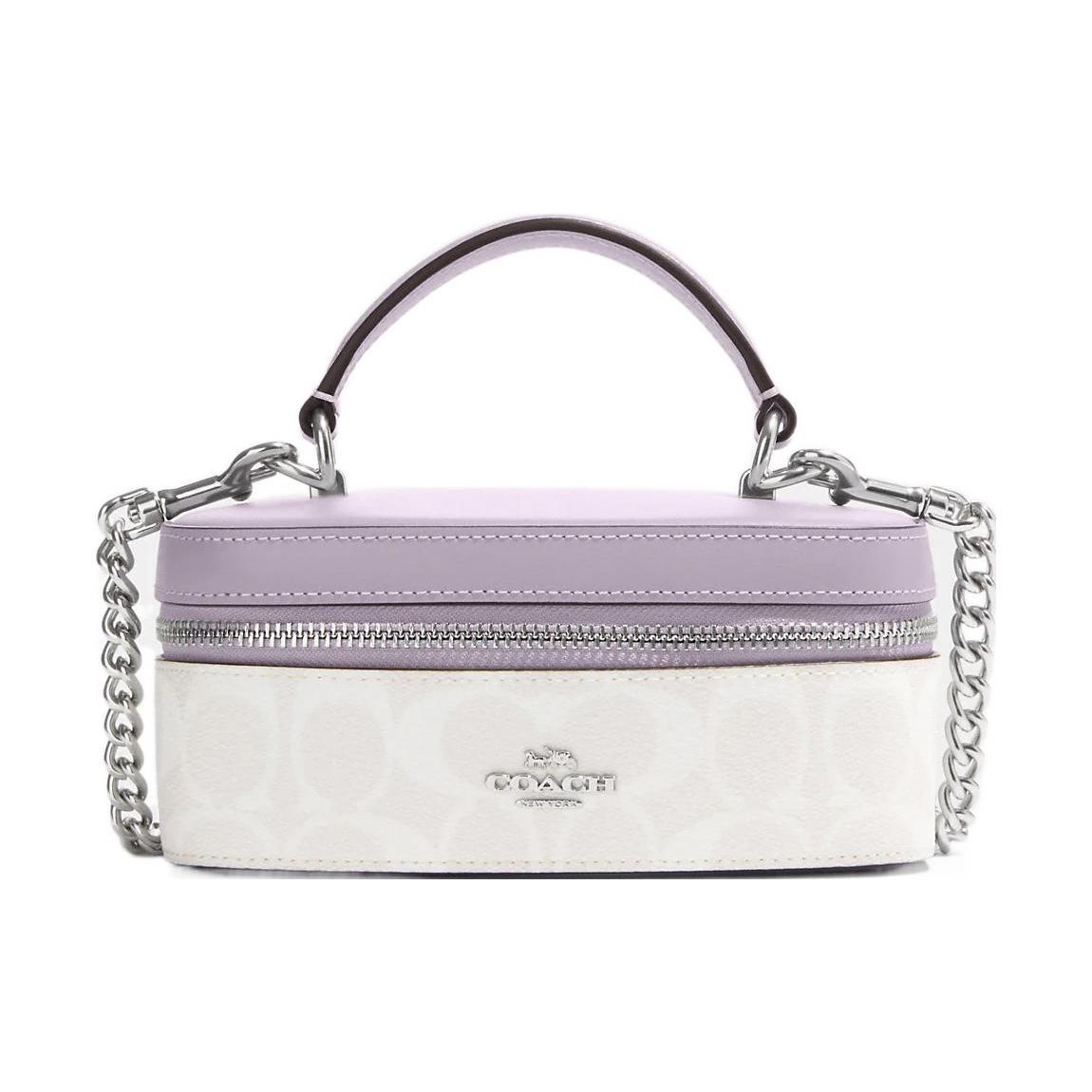 Coach 18 Silver Letter Logo Zipper Closure Crosshatch Canvas And Leather Box Bag Women Handbags White Purple CJ522-SVVVJ Basic Set (Bag+Dust Bag)
Coach 18 Silver Letter Logo Zipper Closure Crosshatch Canvas And Leather Box Bag Women Handbags White Purple CJ522-SVVVJ Basic Set (Bag+Dust Bag)