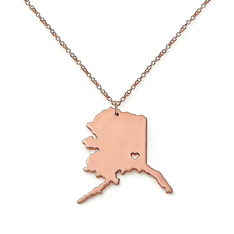 Stainless Steel Hollow Heart Alaska Map Necklace United States America Map Pendants Necklaces Jewelry рожевий колір золота
Stainless Steel Hollow Heart Alaska Map Necklace United States America Map Pendants Necklaces Jewelry рожевий колір золота