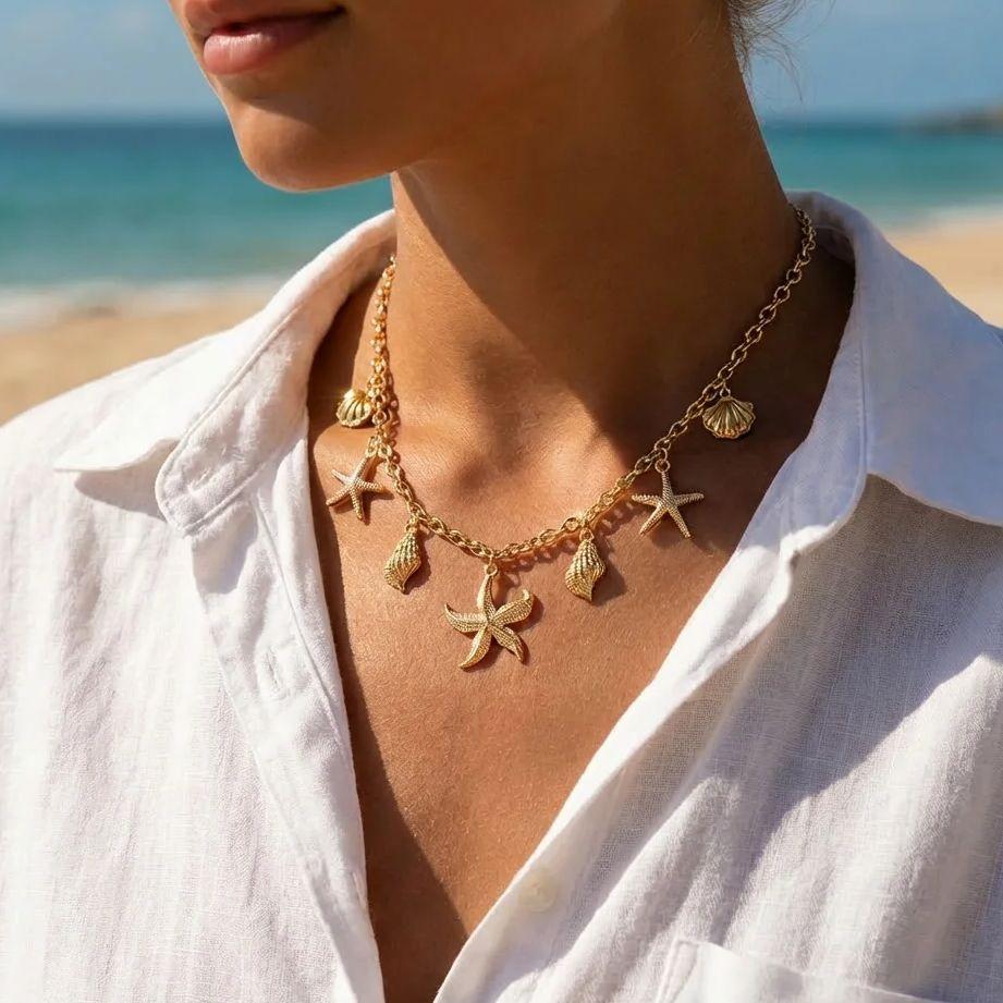 Bohemian Starfish Shell Conch Pendant Necklace for Women Imitation Pearl Turtle Beads Charm Choker Beach Party Vacation Jewelry
Bohemian Starfish Shell Conch Pendant Necklace for Women Imitation Pearl Turtle Beads Charm Choker Beach Party Vacation Jewelry