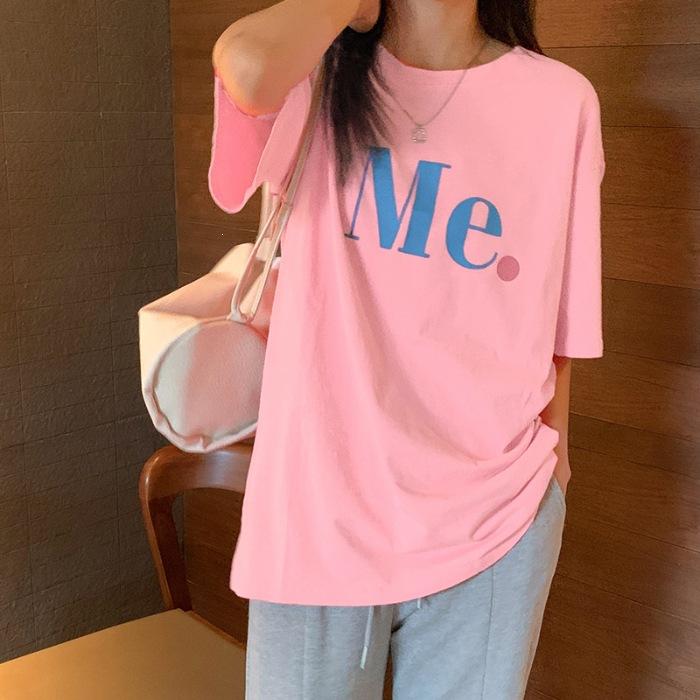 Pure cotton, summer new loose casual contrasting color letter printing medium and long short-sleeved t-shirt women s tide 3XL рожевий
Pure cotton, summer new loose casual contrasting color letter printing medium and long short-sleeved t-shirt women s tide 3XL рожевий