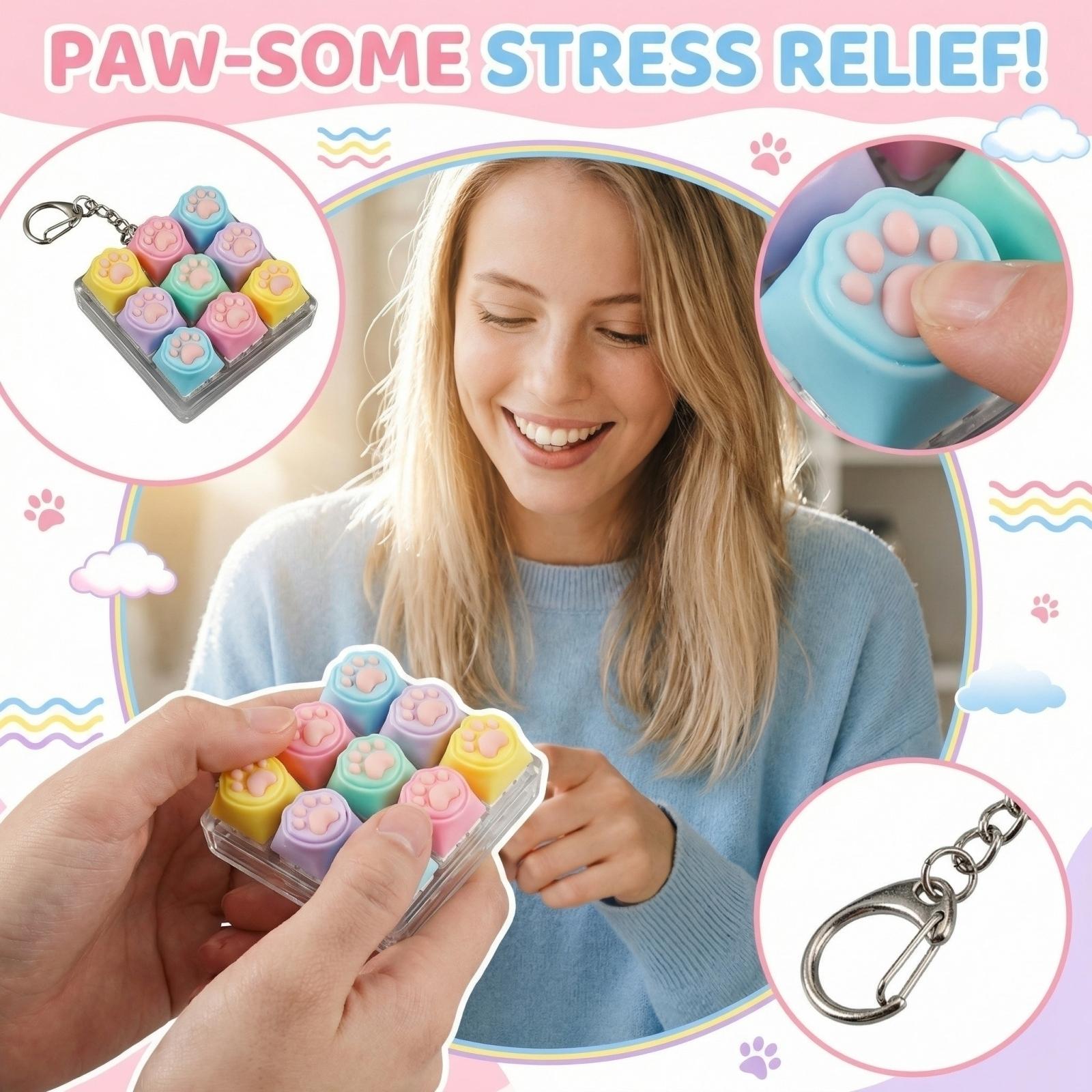 Cat Paw Shape Stress Relief Toy Keychain Fidget Sensory Popper Silicone Bubble Pressing Square Key Ring Accessory One Size
Cat Paw Shape Stress Relief Toy Keychain Fidget Sensory Popper Silicone Bubble Pressing Square Key Ring Accessory One Size