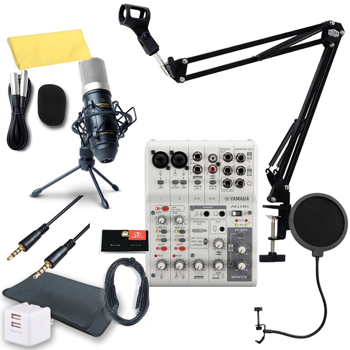YAMAHA AG06MK2 WHITE set for Android users Condenser pop arm AUX convenient sleeve USB 2 port AC cable / Distribution/DTM - microphone, blocker, білий
YAMAHA AG06MK2 WHITE set for Android users Condenser pop arm AUX convenient sleeve USB 2 port AC cable / Distribution/DTM - microphone, blocker, білий