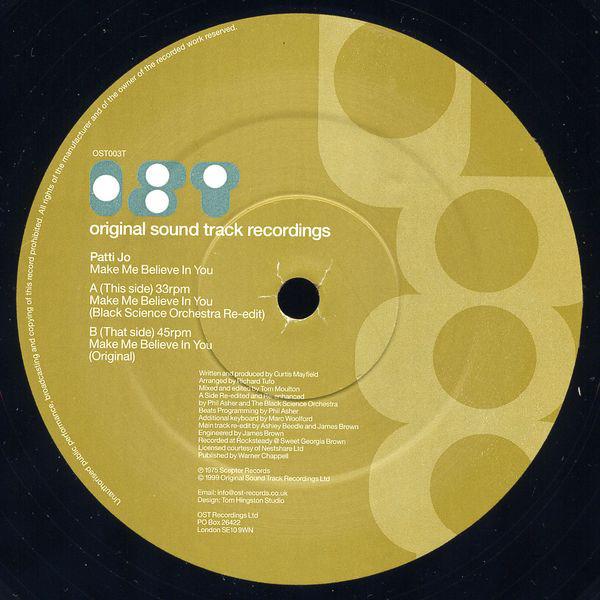12inch Record PATTI JO - Make Me Believe In You OST003T Original Sound 1999 UK Soul/Funk Used
12inch Record PATTI JO - Make Me Believe In You OST003T Original Sound 1999 UK Soul/Funk Used