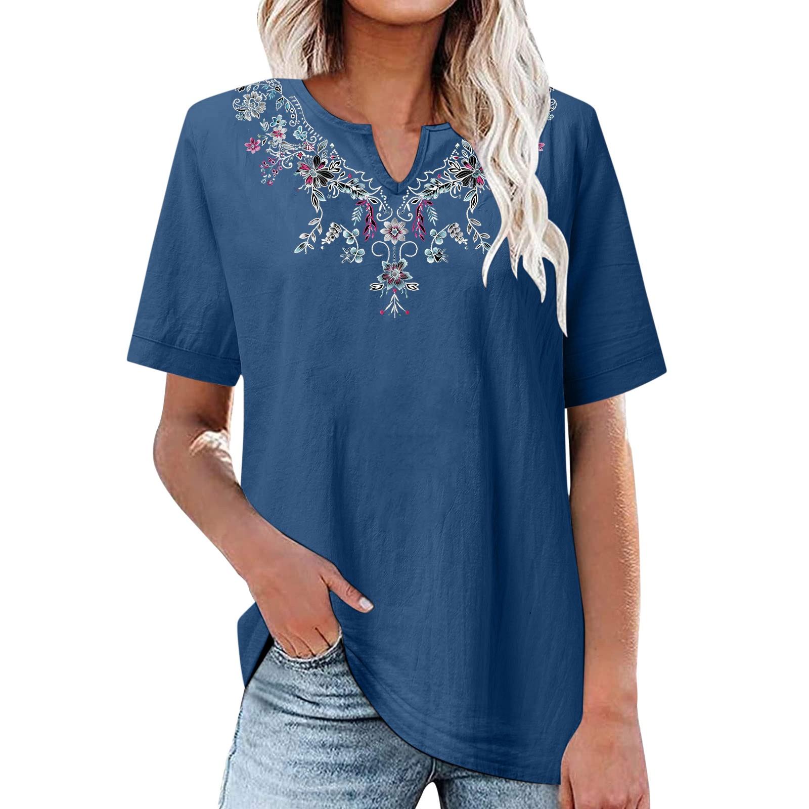 Жіноча блуза з вишивкою, бавовняна льон, короткі рукави, туніки в стилі бохо, повсякденна футболка з V-подібним вирізом і V-подібним вирізом XXL синій
Жіноча блуза з вишивкою, бавовняна льон, короткі рукави, туніки в стилі бохо, повсякденна футболка з V-подібним вирізом і V-подібним вирізом XXL синій